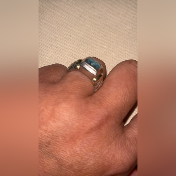 David Yurman 14k Gold & Sterling Silver Ring with Blue Topaz - Picture 15 of 16